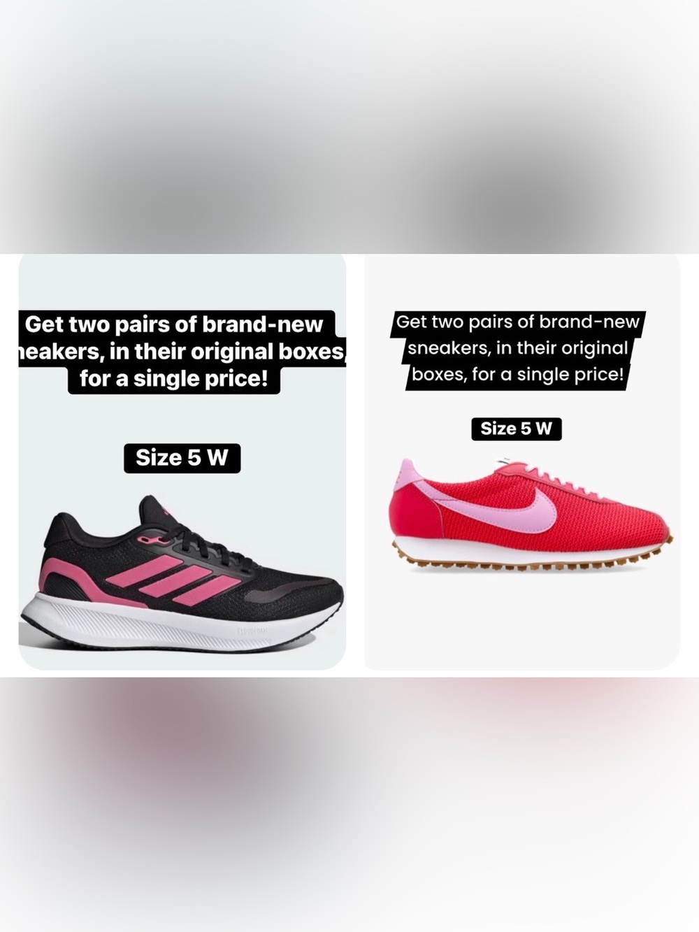 Adidas & Nike Women's Running Shoe Duo — Black/Pink and Red/Pink — Size 5W